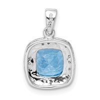 Sterling Silver Rhodium Light Swiss Blue Topaz Pendant view 4