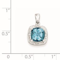 Sterling Silver Rhodium Light Swiss Blue Topaz Pendant view 3