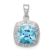 Sterling Silver Rhodium Light Swiss Blue Topaz Pendant view 1