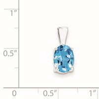 Sterling Silver Rhodium Light Swiss Blue Topaz Pendant view 3