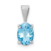 Sterling Silver Rhodium Light Swiss Blue Topaz Pendant view 1