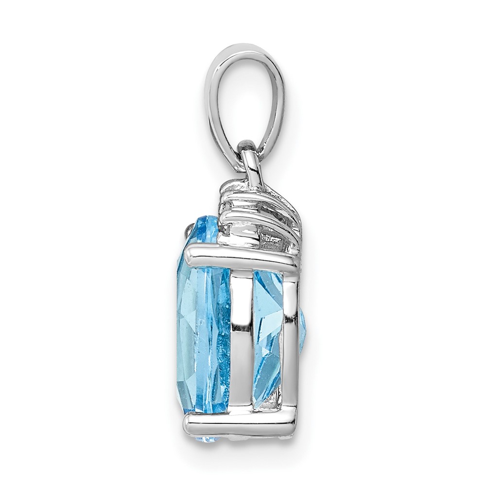 Sterling Silver Rhodium-plated Sky Blue Topaz Diamond Pendant (QDX527)
