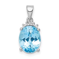 Sterling Silver Rhodium-plated Sky Blue Topaz Diamond Pendant view 1