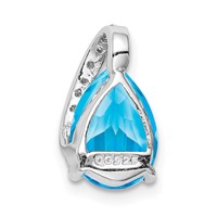 Sterling Silver Rhodium Pear Swiss Blue Topaz Pendant view 4