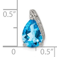 Sterling Silver Rhodium Pear Swiss Blue Topaz Pendant view 3