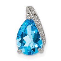 Sterling Silver Rhodium Pear Swiss Blue Topaz Pendant view 1