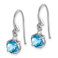 Sterling Silver Rhodium-plated Blue Topaz and Diamond Wire Earrings view 2