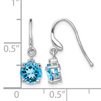 Sterling Silver Rhodium-plated Blue Topaz and Diamond Wire Earrings view 4
