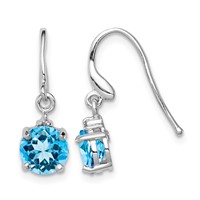 Sterling Silver Rhodium-plated Blue Topaz and Diamond Wire Earrings view 1