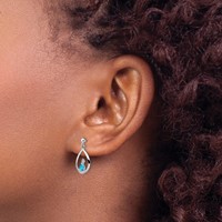 Sterling Silver Rhodium-plated Blue Topaz and Diamond Post Earrings view 3