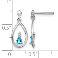 Sterling Silver Rhodium-plated Blue Topaz and Diamond Post Earrings view 4
