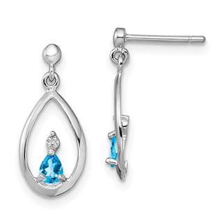 Sterling Silver Gemstone and Diamond Earring