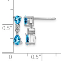 Sterling Silver Rhodium-plated Blue Topaz and Diamond Post Earrings view 4