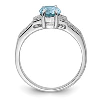 Sterling Silver Rhodium Light Swiss Blue Topaz & Diamond Ring view 2