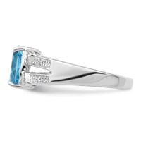 Sterling Silver Rhodium Light Swiss Blue Topaz & Diamond Ring view 3
