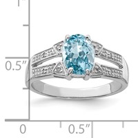 Sterling Silver Rhodium Light Swiss Blue Topaz & Diamond Ring view 4