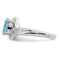 Sterling Silver Rhodium Swiss Blue Topaz & Diamond Ring view 4