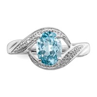 Sterling Silver Rhodium Swiss Blue Topaz & Diamond Ring view 5
