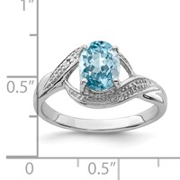 Sterling Silver Rhodium Swiss Blue Topaz & Diamond Ring view 3
