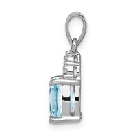 Sterling Silver Rhodium Lt Swiss Blue Topaz & Diamond Pendant view 2