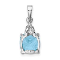 Sterling Silver Rhodium Lt Swiss Blue Topaz & Diamond Pendant view 4