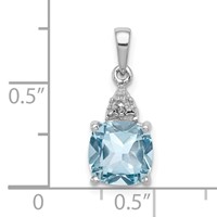 Sterling Silver Rhodium Lt Swiss Blue Topaz & Diamond Pendant view 3