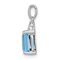 Sterling Silver Rhodium-plated Light Swiss Blue Topaz & Diamond Pendant view 2