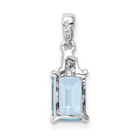 Sterling Silver Rhodium-plated Light Swiss Blue Topaz & Diamond Pendant view 4