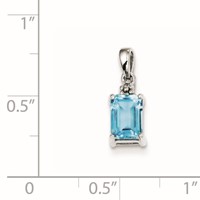 Sterling Silver Rhodium-plated Light Swiss Blue Topaz & Diamond Pendant view 3