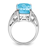 Sterling Silver Rhodium Light Swiss Blue Topaz Ring view 2