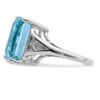 Sterling Silver Rhodium Light Swiss Blue Topaz Ring view 4
