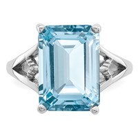 Sterling Silver Rhodium Light Swiss Blue Topaz Ring view 5