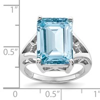 Sterling Silver Rhodium Light Swiss Blue Topaz Ring view 3
