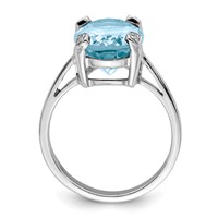 Sterling Silver Rhodium Light Swiss Blue Topaz Diamond Ring view 2