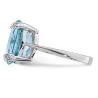 Sterling Silver Rhodium Light Swiss Blue Topaz Diamond Ring view 4
