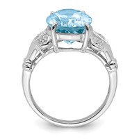 Sterling Silver Rhodium Light Swiss Blue Topaz Diamond Ring view 2