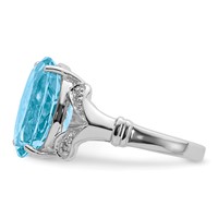 Sterling Silver Rhodium Light Swiss Blue Topaz Diamond Ring view 4