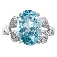 Sterling Silver Rhodium Light Swiss Blue Topaz Diamond Ring view 5