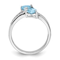 Sterling Silver Rhodium Light Swiss Blue Topaz Heart Ring view 2