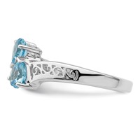 Sterling Silver Rhodium Light Swiss Blue Topaz Heart Ring view 3