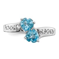 Sterling Silver Rhodium Light Swiss Blue Topaz Heart Ring view 5