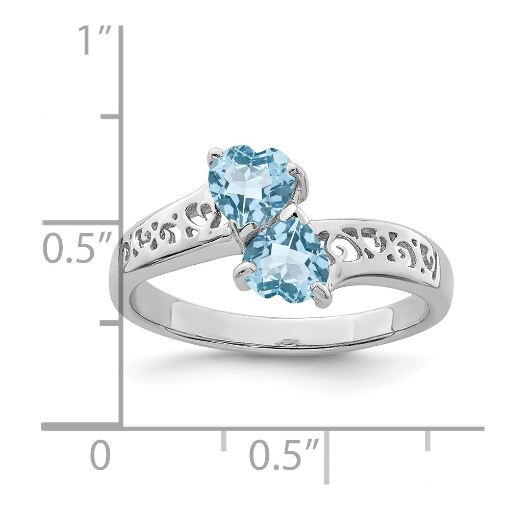 Sterling Silver Rhodium Light Swiss Blue Topaz Heart Ring (QDX562-6)
