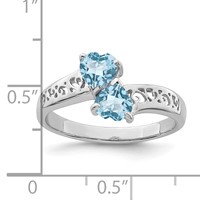 Sterling Silver Rhodium Light Swiss Blue Topaz Heart Ring view 4
