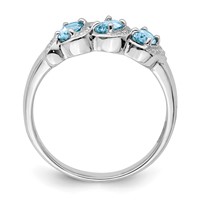 Sterling Silver Rhodium Light Swiss Blue Topaz & Diamond Ring view 2