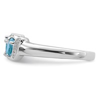 Sterling Silver Rhodium Light Swiss Blue Topaz & Diamond Ring view 4