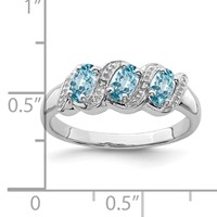 Sterling Silver Rhodium Light Swiss Blue Topaz & Diamond Ring view 3