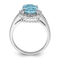 Sterling Silver Rhodium Light Swiss Blue Topaz & Diamond Ring view 2