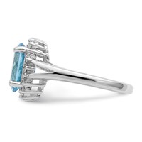 Sterling Silver Rhodium Light Swiss Blue Topaz & Diamond Ring view 3