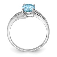 Sterling Silver Rhodium Light Swiss Blue Topaz & Diamond Ring view 2