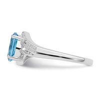 Sterling Silver Rhodium Light Swiss Blue Topaz & Diamond Ring view 3